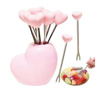 Fourchettes à Charcuterie,Piques d'Apéritif en Forme de Cœur de Fraise - 10 Pièces Réutilisables en Acier Inoxydable pour Salade Apéritif Cocktail Snack
