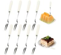Fourchettes à dessert, fourchettes à apéritif 8 pièces fourchette fruits 5, 7 '' cocktail en acier inoxydable dessert avec poignée en céramique mini pour apéritifs pour fête, banquet, fourchette f