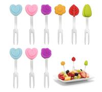 Fourchettes à Fruits en Acier Inoxydable，Mini Cure-Dents Réutilisables Décoration Delstahl Piekser avec Décoration en Silicone, Food Picks Cure-Dents Colorés Faciles à Nettoyer (12)