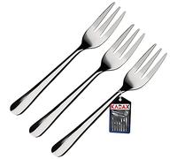 Fourchettes à gâteau KADAX en acier inoxydable, lot de 3, fourchette à fruits avec surface lisse, fourchette en acier inoxydable, fourchette à dessert, lavable au lave-vaisselle (L: 14cm, argent)
