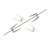Fourchettes à Rôtir pour Four Électrique, Acier Inoxydable, 3 Pièces | Tige de 34cm, Vis de Réglage, Insertion et Retrait Faciles, Lot Argenté pour Cuisson au Barbecue