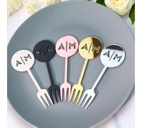 Fourchettes de mariage personnalisées, mini fourchettes à fruits personnalisées, pics à fromage personnalisés, mini fourchette, mini fourchette à fruits, décoration de mariage (100 pièces)