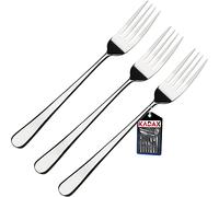 Fourchettes KADAX en acier inoxydable, lot de 3, set de fourchettes argentées, fourchettes de table à bords arrondis, fourchettes de table, fourchettes de table, fourchettes à steak (L: 20cm, argent)