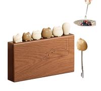 Fourchettes métalliques,Lot de 6 Piques Originales | Fourchettes à dessert avec manche en forme de chat et support en bois,Pour Fruits, Pastèque, Apéritif, Fromage, Gâteau, Salade, Fêtes, Voyage