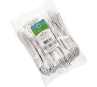 Fourchettes réutilisables PAPSTAR Longueur : 185 mm blanc 50 pièces