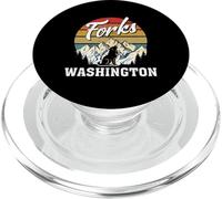 Fourchettes Washington Forest Wolf and Mountains Vintage Retro PopSockets PopGrip pour MagSafe