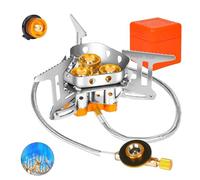 Fourfiy Camp Stove, 9900w/12800w Windproof Camping Stove, Portable Foldable Backpacking Stoves with Piezo Ignition, With Adapter and Outdoor Cooking, Picnics & Hiking (12800W copper)