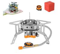 Fourfiy Camp Stove, 9900w/12800w Windproof Camping Stove, Windproof Camping Gas Stove, Features a piezo ignition system and gas canister adapter, Fast Boil and Lightweight Adjustable Flame (1pcs)