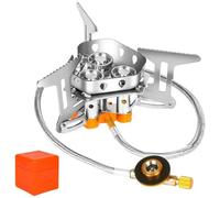 Fourfiy Camp Stove, 9900w/12800w Windproof Camping Stove, Windproof Camping Gas Stoves with Piezo Ignition, Portable Triangular Folding Mini Stoves, Adjustable Flame (9900W)
