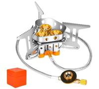 Fourfiy Camp Stove, 9900w/12800w Windproof Camping Stove, Windproof Camping Gas Stoves with Piezo Ignition, Portable Triangular Folding Mini Stoves, Adjustable Flame (12800W)