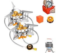 Fourfiy Camp Stove, Fourfiy Micro Camping Stove, 9900w Windproof Camping Stove, Fast Boil & Lightweight Adjustable Flame For Outdoor Cooking (2 pcs,Three heads)