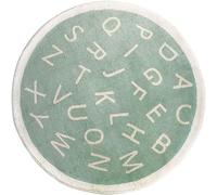 Fouride Tapis Rond ABC Alphabet Tapis en Peluche de Dessin Animé Tapis Mignon Antidérapant pour Chambre d'enfant Chambre de Classe Chambre de Bébé Chambre de Garçon Fille Décoration (Vert, 80cm)