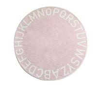 Fouride Tapis Rond ABC Alphabet Tapis en Peluche de Dessin Animé Tapis Mignon Antidérapant pour Chambre d'enfant Chambre de hambre de Bébé Chambre de Garçon Fille Décoration (Rose, 120cm)