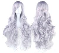 Fouriding 31.5"/80cm Longue Perruque Cosplay Anime Femme Cheveux Longs Bouclés ondulées Vague Perruque Synthétique Quotidienne Parti