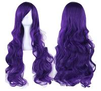Fouriding 31.5"/80cm Longue Perruque Cosplay Anime Femme Cheveux Longs Bouclés ondulées Vague Perruque Synthétique Quotidienne Parti