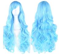 Fouriding 31.5"/80cm Longue Perruque Cosplay Anime Femme Cheveux Longs Bouclés ondulées Vague Perruque Synthétique Quotidienne Parti