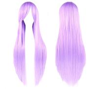 Fouriding 31.5"/80cm Longue Perruque Cosplay Anime Femme Cheveux Longs Raides Perruque Synthétique Quotidienne Parti