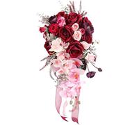 Fouriding Bouquet de Mariage Forme de Goutte d'eau Mariée,Artificiels Bouquets pour la Mariée pour Cérémonie Anniversaire Fête de Mariage Douche Fleurs de Mariage (Phalaenopsis)