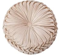 Fouriding Coussin de Jet Rond pour canapé décoratif 15 "X15 Coussin de Velours Rond en Citrouille pour canapé, Chaise, Plancher et Voiture décoratif (Beige)