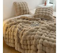 Fouriding Couverture en Fausse Fourrure de Lapin, Couverture en Fausse Fourrure à Bulles Chaudes d'hiver pour Lit Canapé Couverture Décontractée Couvre-Lit (Chameau, 160×200CM)