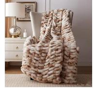 Fouriding Couverture en Polaire de Fausse Fourrure, Couverture en Polaire de Fausse Fourrure Douce et Chaude pour Le Lit, Le Canapé et Le Couvre Lit. (Brun Beige, 100×150CM)