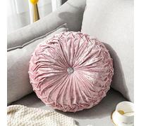 Fouriding Fleur de Glace Oreiller Rond 35cm,Oreiller de Citrouille Oreiller de Roue Coussin de Sol pour Salon Canapé Lit Chaise Plancher Voiture Décoration Maison (Rose)