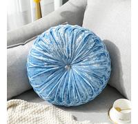 Fouriding Fleur de Glace Oreiller Rond 35cm,Oreiller de Citrouille Oreiller de Roue Coussin de Sol pour Salon Canapé Lit Chaise Plancher Voiture Décoration Maison (Bleu)