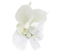 Fouriding Fleurs artificielles de lis de calla blanc pour mariage, marié, parrain, mariée, demoiselle d'honneur, bouquet, robe de mariée, fête, remise des diplômes, événement, cérémonie, anniversaire