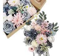 Fouriding Fleurs Artificielles Fausses Roses pour Bouquets de Mariage Bouquets Centerpieces Arrangements Saint Valentin Fête des Mères Baby Shower Birthday Cake Home Decoration (Rose Bleu)
