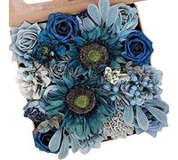 Fouriding Fleurs Artificielles Fausses Roses pour Bouquets de Mariage Bouquets Centerpieces Arrangements Saint Valentin Fête des Mères Baby Shower Birthday Cake Home Decoration (Bleu)