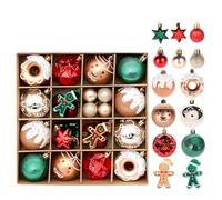 Fouriding Lot de 42 boules de Noël peintes pour sapin de Noël (rouge, vert, doré)