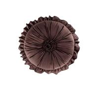 Fouriding Oreiller Rond à Fleurs 35CM Coussins Rond à Volants Oreiller de Sol pour Salon Canapé Lit Chaise Sol Voiture Décoration Intérieure (Marron Foncé)
