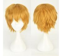 Fouriding Perruque Courte Unisexe Perruque Courte Cosplay Prom Hair Fluffy Layered Heat Resistant Cheveux synthétiques pour Femme Homme Garçon Fille Fête Halloween Costume Cosplay (Jaune)