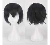 Fouriding Perruque Courte Unisexe Perruque Courte Cosplay Prom Hair Fluffy Layered Heat Resistant Cheveux synthétiques pour Femme Homme Garçon Fille Fête Halloween Costume Cosplay (Noir)