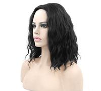 Fouriding Perruque Noire Femme Costume Perruques Bouclés Cheveux Courte Ondulees Cosplay Wig synthétique