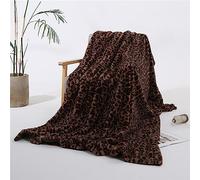 Fouriding - Plaid en fausse fourrure à double couche avec imprimé léopard en flanelle - Couverture d'hiver chaude en microfibre super douce - Plaid pour la chambre, le canapé, les chaises (café