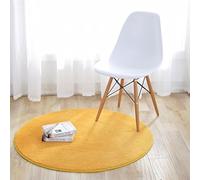 Fouriding Tapis Rond Couleur Pure Tapis de Sol Chambre Salon Salle de Bain Cuisine Enfant Moderne Antidérapant Décor Maison Jaune 80CM