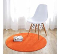 Fouriding Tapis Rond Couleur Pure Tapis de Sol Chambre Salon Salle de Bain Cuisine Enfant Moderne Antidérapant Décor Maison Orange 80CM