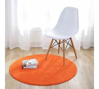 Fouriding Tapis Rond Couleur Pure Tapis de Sol Chambre Salon Salle de Bain Cuisine Enfant Moderne Antidérapant Décor Maison Orange 90CM