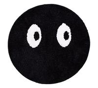 Fouriding Tapis Rond Noir Tapis de Billard 8 Boule en Peluche Cartoon Tapis à Yeux Mignons Tapis Antidérapant pour Salon Canapé Chambre d'enfant Décoration (Yeux, 100cm)