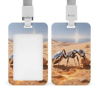 Fourmi argentée saharienne en quête de nourriture Fourmi argentée saharienne en quête de nourriture Porte-badge rétractable, porte-badge vertical avec cordon détachable, étui pour cartes d'identité po