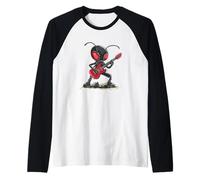 Fourmi cool avec guitare électrique en costume rouge Manche Raglan