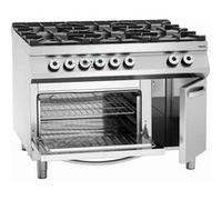 Fourneau à 6 feux vifs avec four à gaz GN 2/1 et armoire neutre G