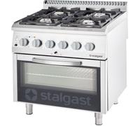 Fourneau à Gaz 4 Brûleurs (3.5 + 5 + 2.7) avec Four Électrique - G20 ou G30 - Stalgast - l800- L1- P700- h850- l800- L1- P700- h850-