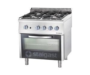 Fourneau à Gaz 4 Brûleurs (3.5 + 5 + 2x7) avec Four à Gaz - G20 ou G30 - Stalgast