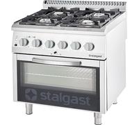 Fourneau à Gaz 4 Brûleurs (3.5 + 5 + 2x7) avec Four Électrique - G20 ou G30 - Stalgast - 9716210