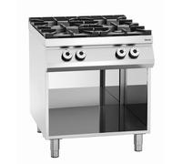 Fourneau à gaz 4 foyers 24.5 kw - soubassement ouvert - Bartscher