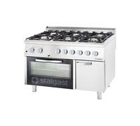 Fourneau à Gaz 6 Brûleurs (3.5 + 3x5 + 2x7 + 9) avec Four Electrique - G20 ou G30 - - - Gaz de ville 1200x700x850mm