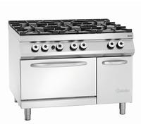 Fourneau à gaz 6 feux vifs - four à gaz GN 2/1 et armoire neutre - Bartscher