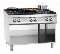 Fourneau à gaz 6 foyers 37.5 kw - soubassement ouvert - Bartscher